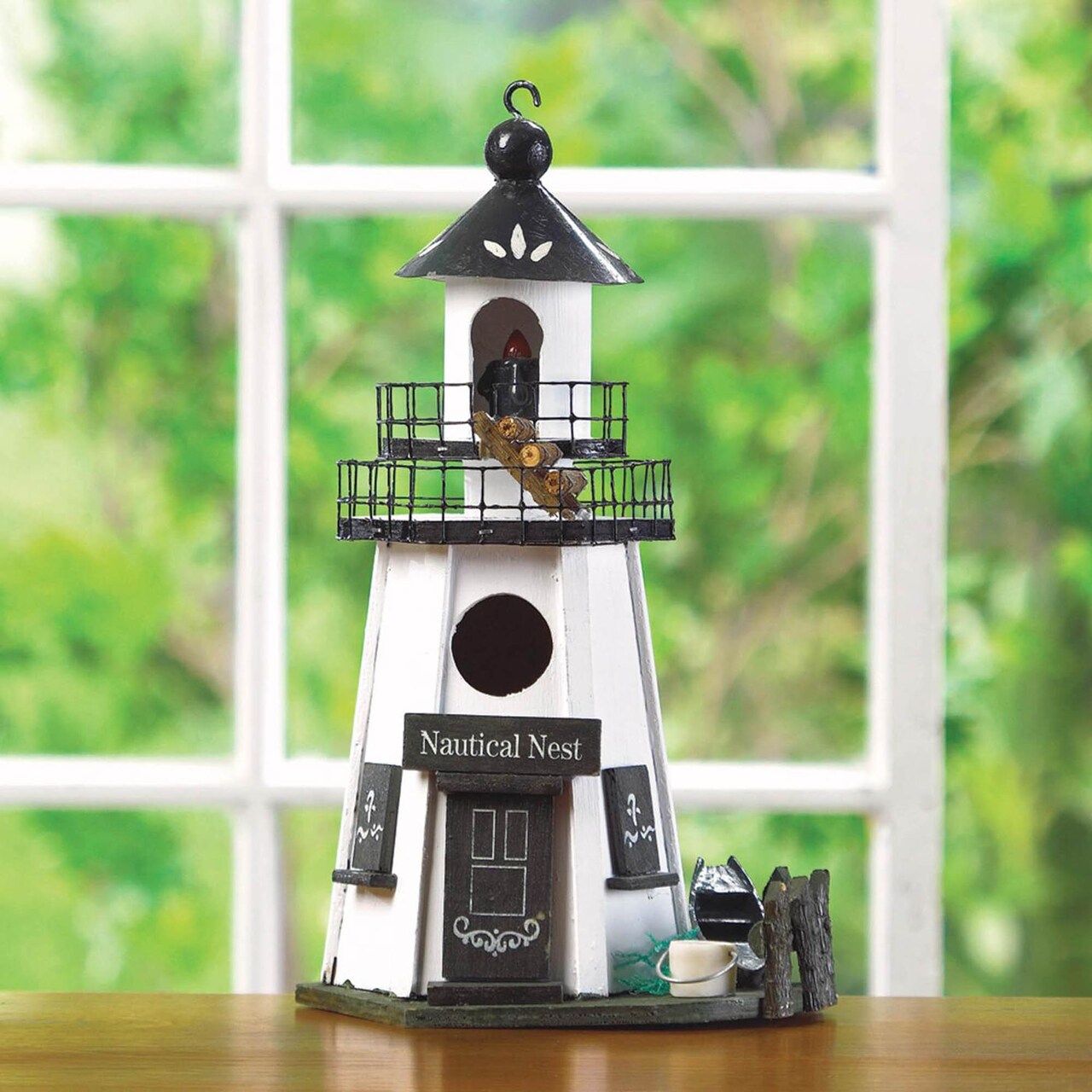 Songbird Valley Home Decorative Nautical Nest Wood Lighthouse Bird House